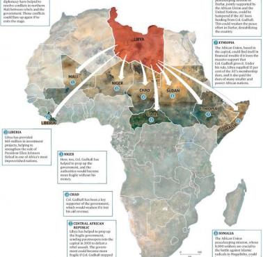 Wpływy obalonego dyktatora - Kadafiego w Afryce