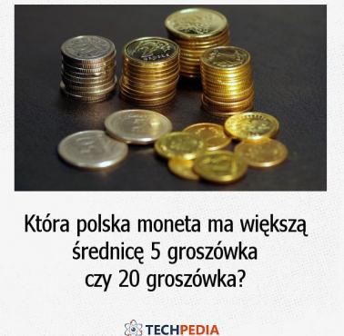 Która polska moneta ma większą średnicę 5 groszówka czy 20 groszówka?