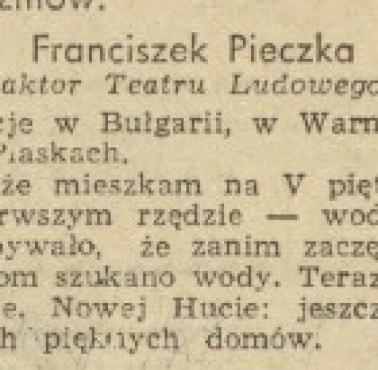 Franciszek Pieczka, życzenia na 1960 rok