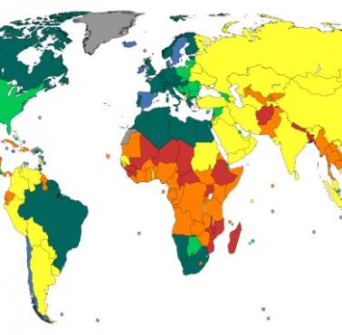 Mapa średniego wieku zawierania pierwszego małżeństwa na świecie