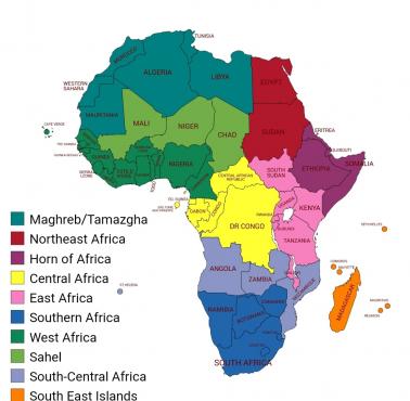 Mapa geograficzno-polityczna / etniczno-kulturowa Afryki