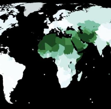 Procent muzułmanów w poszczególnych państwach świata