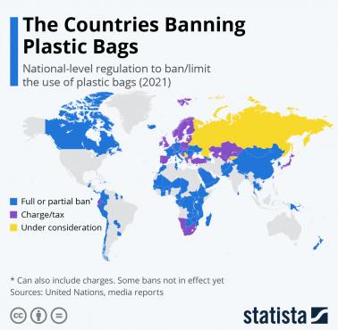 Kraje zakazujące plastikowych toreb, 2021
