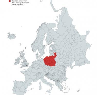 Regiony w Europie, w których Polacy stanowią co najmniej 20% całej populacji