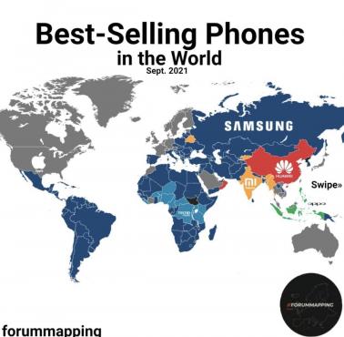 Najlepiej sprzedające się marki telefonów komórkowych na świecie, wrzesień 2021