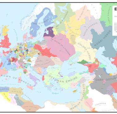 Mapa Europy i Azji w 1444 roku
