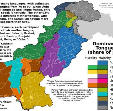 Dominujące języki w Pakistanie, 2017