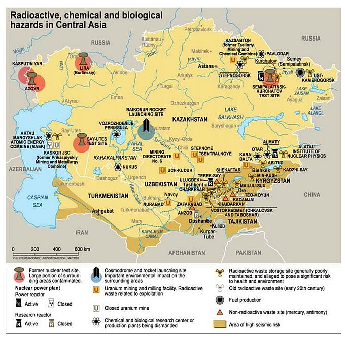 Obszary z występującym zagrożeniem radiologicznym, chemicznym i biologicznym w Kazachstanie