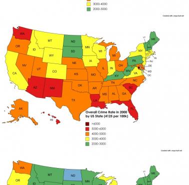 Ogólny wskaźnik przestępczości według stanu USA (na 100 tys.), 1980 vs 1990 vs 2000 vs 2010 vs 2020