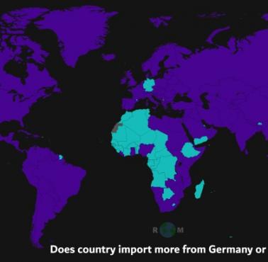 W których krajach na świecie import z Francji jest większy od importu z Niemiec