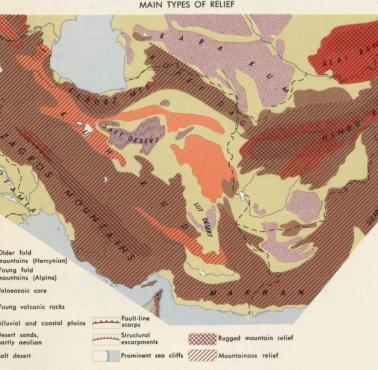 Reliefowa mapa Iranu i Afganistanu (lata 60. XX wieku), 1967