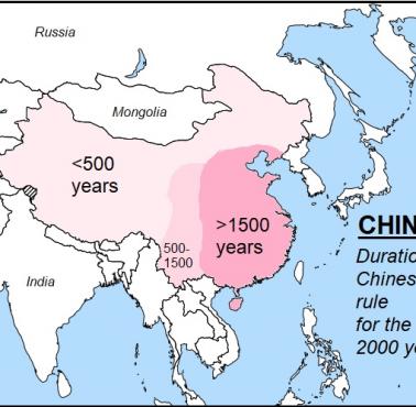 Terytoria pod panowaniem Chin wraz z liczbą lat kiedy były jej częścią