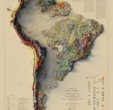 Reliefowa mapa Ameryki Południowej