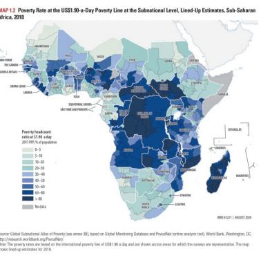 Wskaźnik ubóstwa w Afryce Subsaharyjskiej, 2018