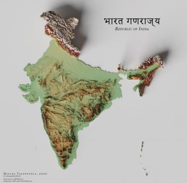Reliefowa mapa Indii