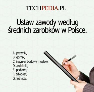 Ustaw zawody według średnich zarobków w Polsce