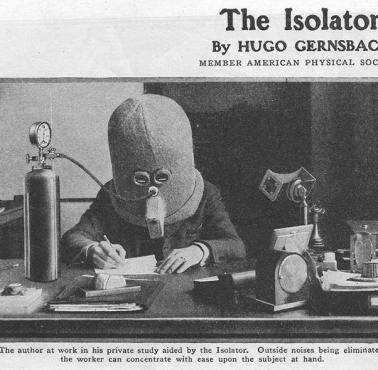 Urządzenie mające poprawiać koncentrację poprzez pompowanie tlenu, ograniczenie dopływu dźwięku i pola widzenia, 1925
