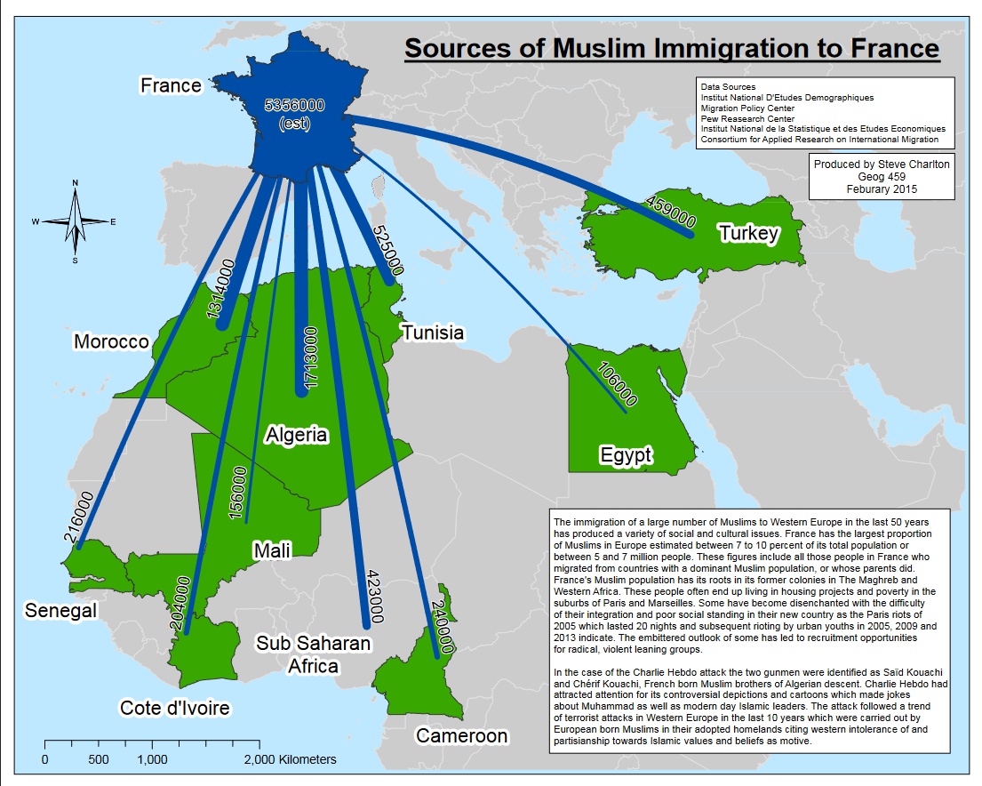 Źródła imigracji muzułmańskiej do Francji, 2015