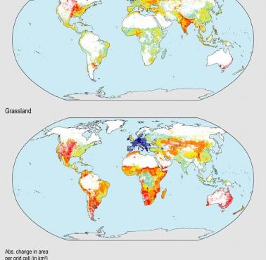 Bezwzględna zmiana powierzchni użytków rolnych i użytków zielonych w okresie 1700-1970